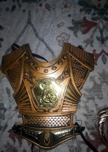 Altın Renkli Desenli Deri Çocuk Zırh Seti - Görsel 2