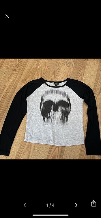 Skull gotik uzun kollu bluz/crop