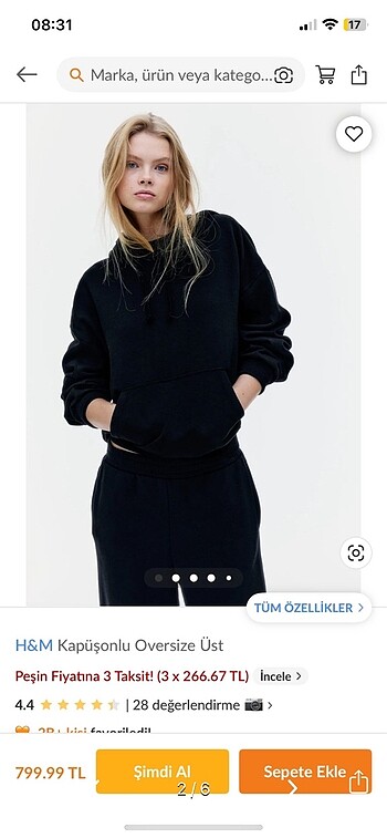 H&M H&M oversize siyah sweatshirt