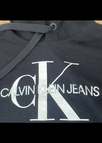 l Beden Siyah Kapüşonlu Calvin Klein Crop Sweatshirt