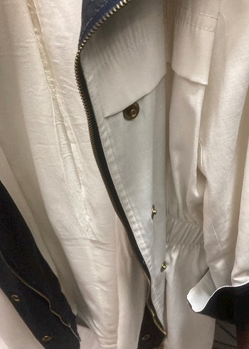 Düğmeli Midi Beyaz Kadın Trençkot - Görsel 7