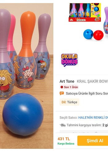 Art Tone KRAL ŞAKİR Renkli Bowling Seti