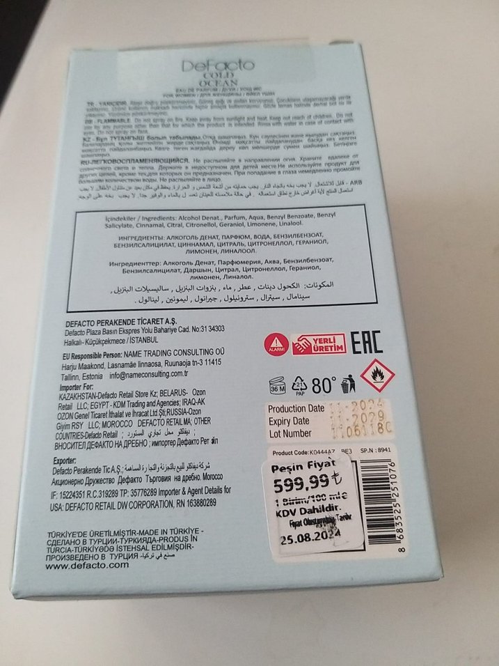 DeFacto Kadın Deodorant Cold Ocean 100ML EDP KADIN PARFÜM SIFIR - Görsel 5