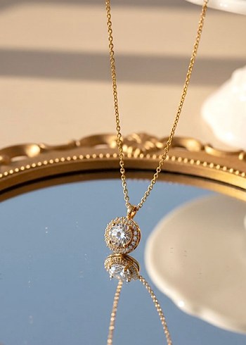 Gold Zirkon Taşlı Aurora Kolye
