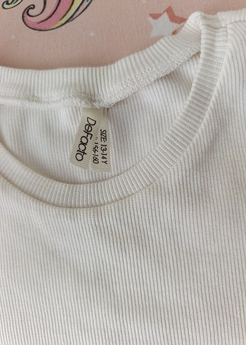 Kız Çocuk Beyaz Pliseli Pamuklu Tişört - Görsel 3