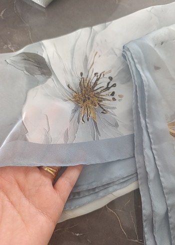 Mavi Vintage Bohem Kadın İpek Şal - Görsel 3