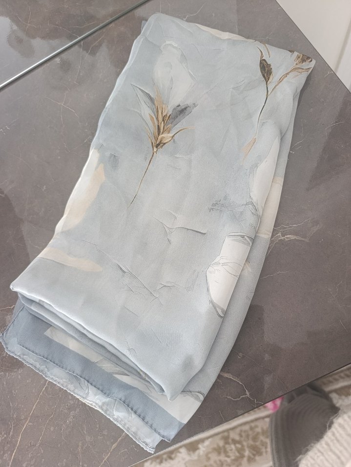 Mavi Vintage Bohem Kadın İpek Şal - Görsel 2