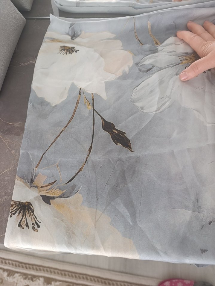 Mavi Vintage Bohem Kadın İpek Şal - Görsel 4