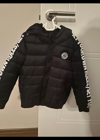 Erkek Çocuk Siyah Fermuarlı Streetwear Mont - Görsel 2