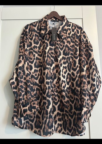 Leopar Desenli Kadın Uzun Kollu Gömlek - Görsel 2