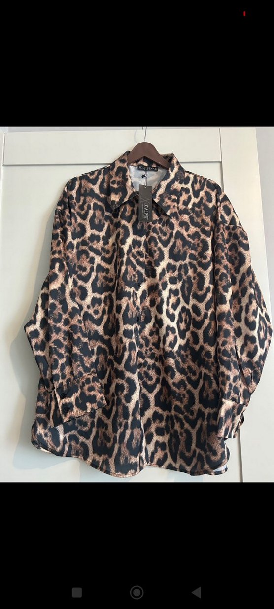 Leopar Desenli Kadın Uzun Kollu Gömlek - Görsel 2