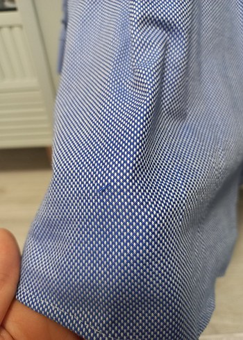 Mavi Pamuklu Uzun Kollu Oversize Gömlek - Görsel 6