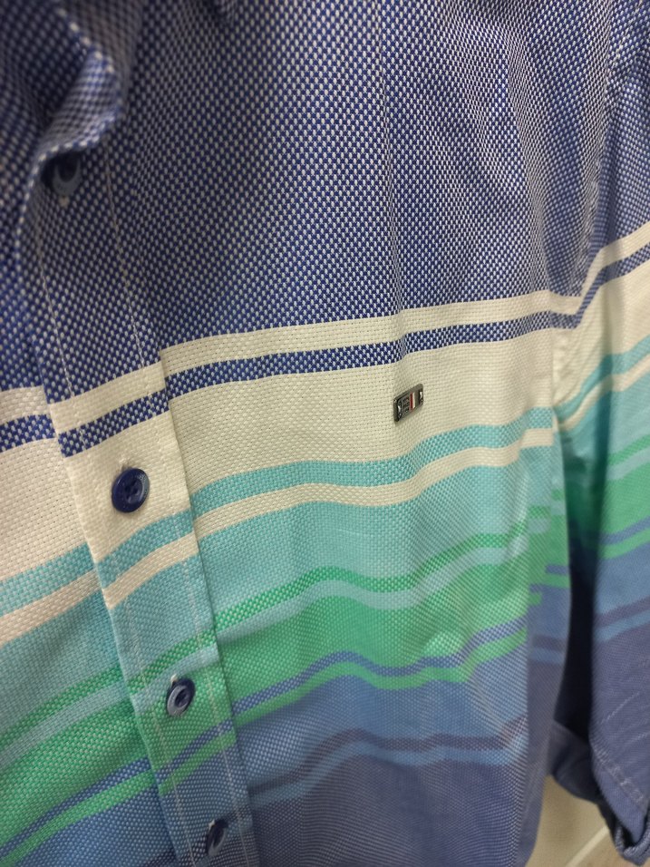 Mavi Pamuklu Uzun Kollu Oversize Gömlek - Görsel 2