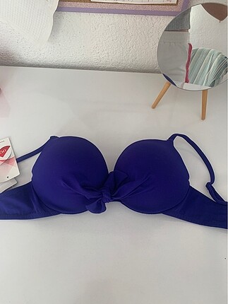 Lacivert destekli suwen bikini üstü