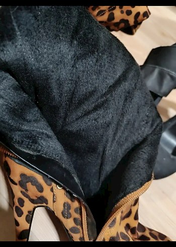 Dollhouse Marka Leopar Desenli Süet Yüksek Topuklu Çizme - Görsel 5