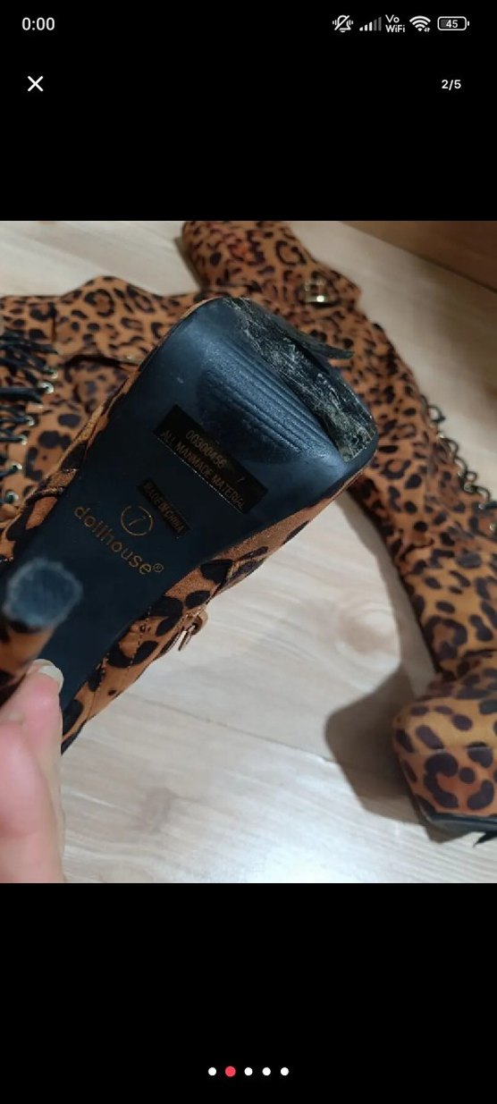 Dollhouse Marka Leopar Desenli Süet Yüksek Topuklu Çizme - Görsel 2