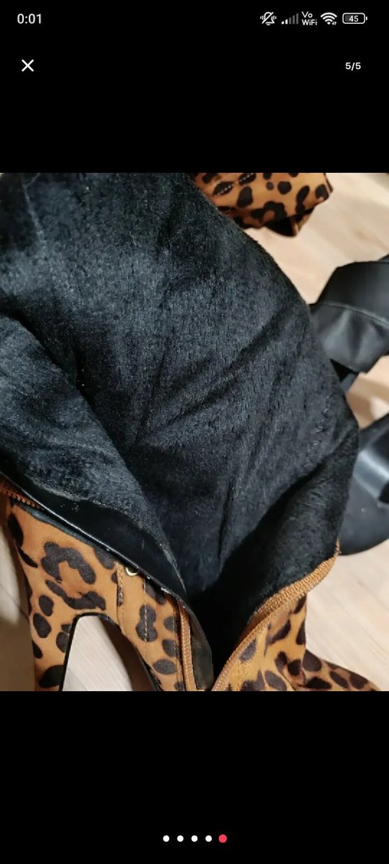 Dollhouse Marka Leopar Desenli Süet Yüksek Topuklu Çizme - Görsel 5