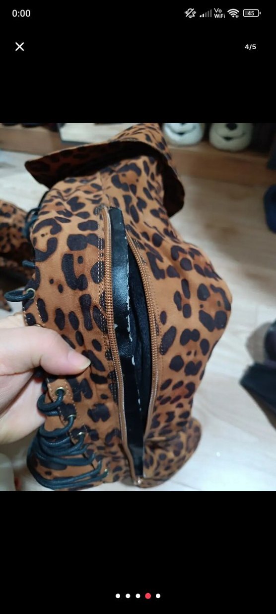 Dollhouse Marka Leopar Desenli Süet Yüksek Topuklu Çizme - Görsel 4