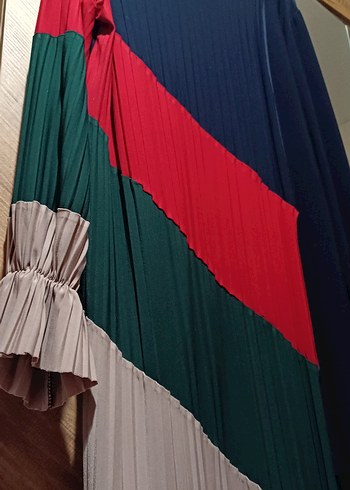 Kadın Renkli Piliseli Uzun Tunik - Görsel 3