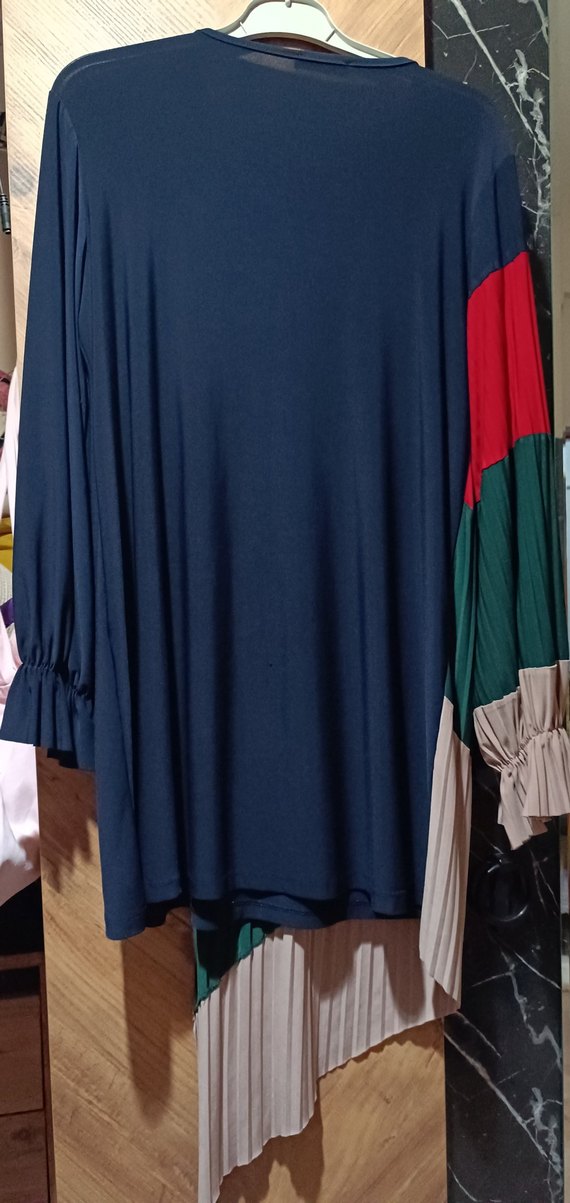 Kadın Renkli Piliseli Uzun Tunik - Görsel 2