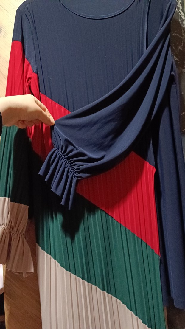 Kadın Renkli Piliseli Uzun Tunik - Görsel 5