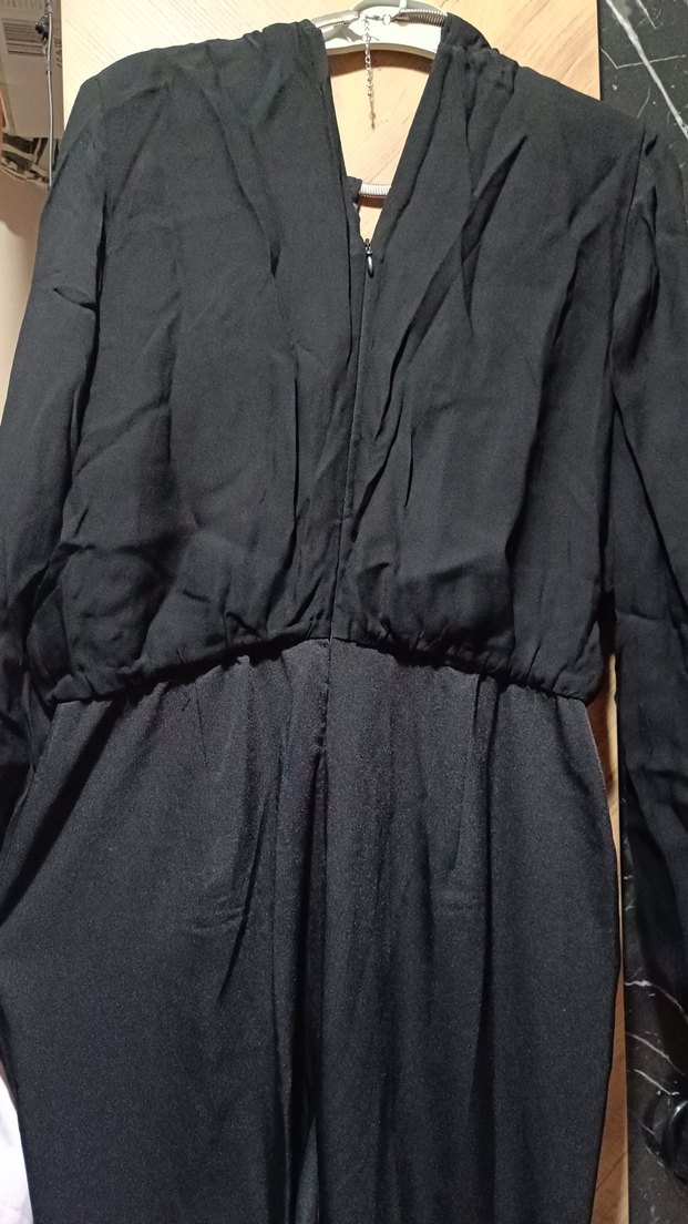 Kadın Siyah Uzun Kollu Abiye Tulum - Görsel 5