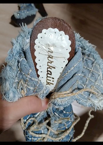 Nakışlı Mavi Denim Kadın Topuklu Bot - Görsel 6