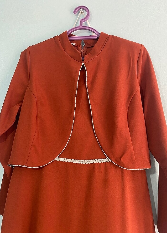 Kiremit Tonlarında Abiye Elbise - Görsel 2