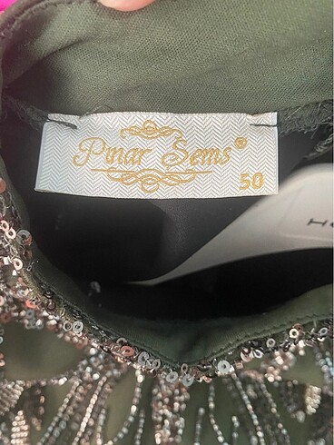 PINAR ŞEMS- Haki Yeşili & Bronz İşlemeli Abiye - Görsel 5