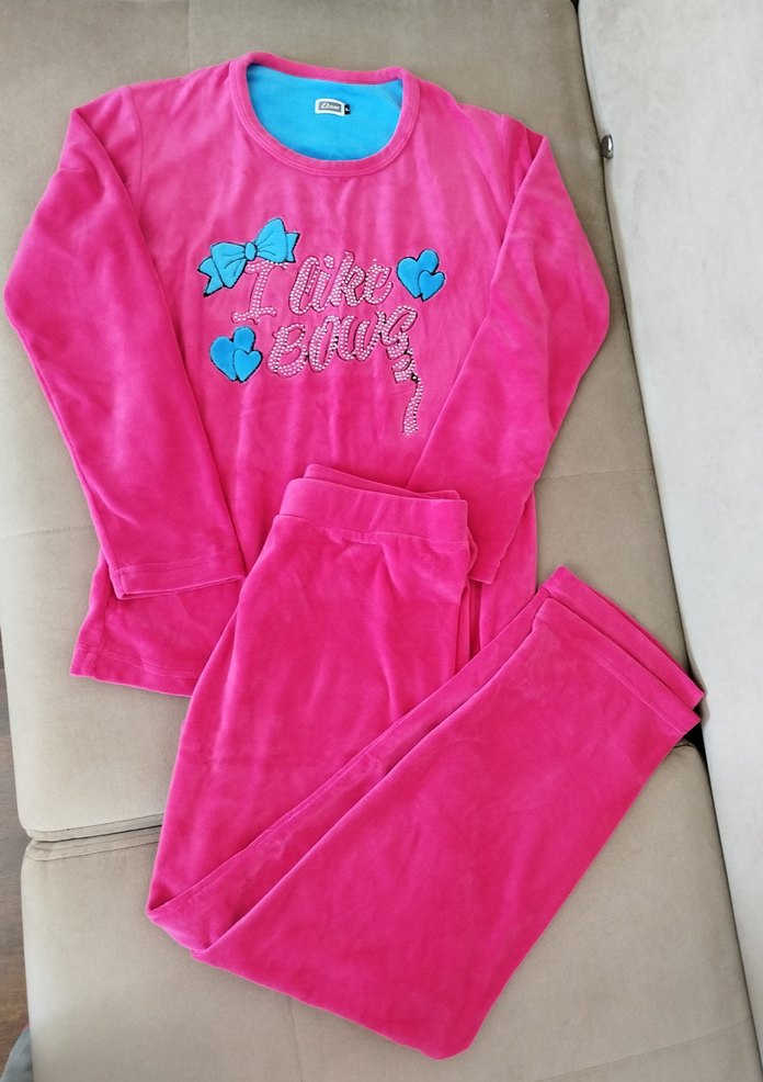 Kadın Uzun Kollu Peluş Pijama Takımı - Görsel 5