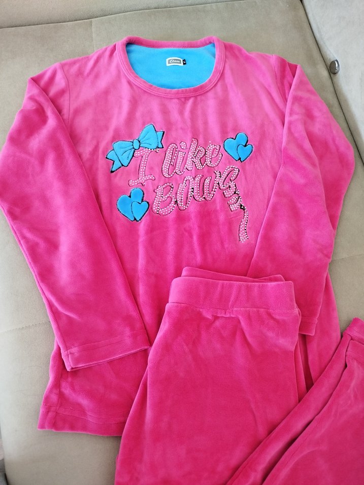 Kadın Uzun Kollu Peluş Pijama Takımı - Görsel 2