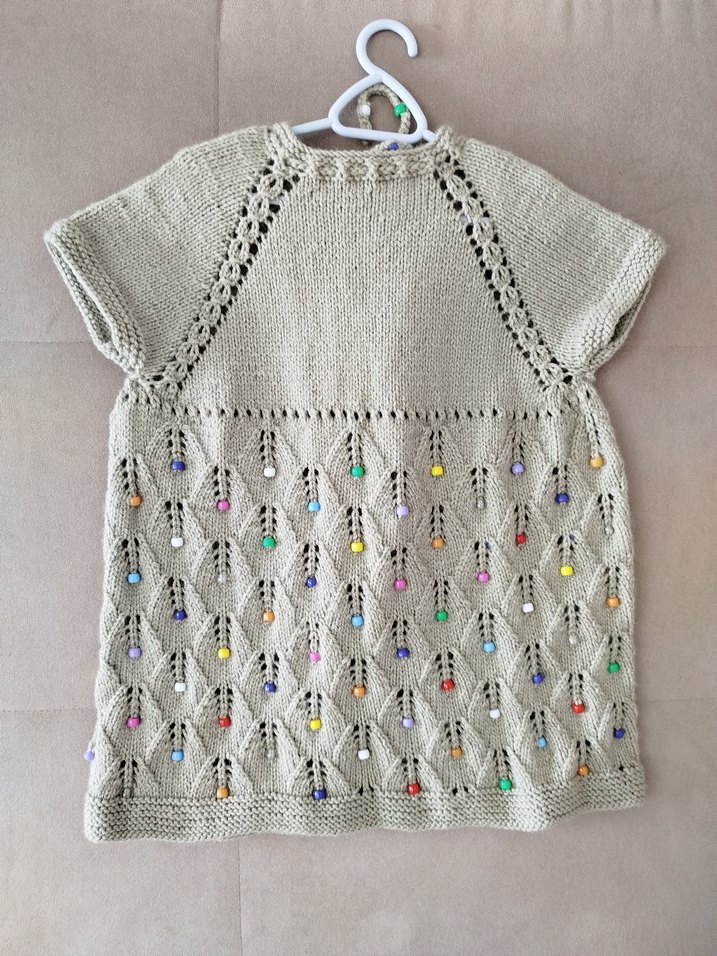 Bej Kız Çocuk Örme Kolsuz Hırka - Görsel 2