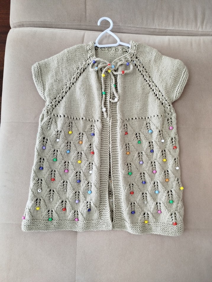 Bej Kız Çocuk Örme Kolsuz Hırka - Görsel 4