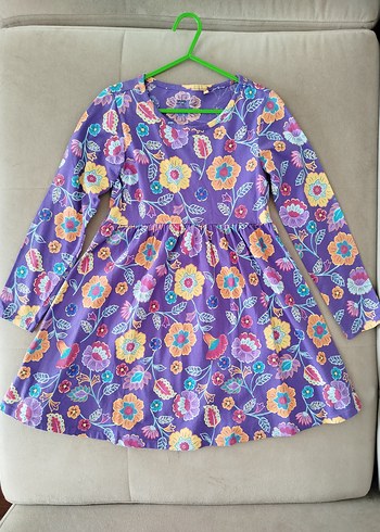 Çiçek desenli Uzun Kollu Kız Çocuk Elbise - Görsel 3