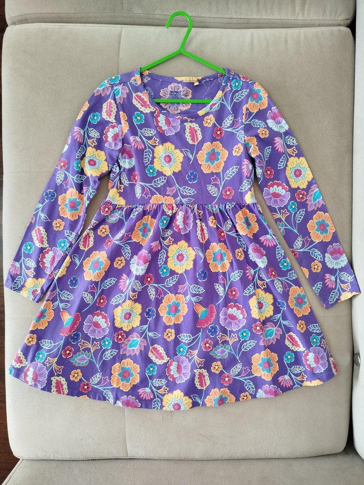 Çiçek desenli Uzun Kollu Kız Çocuk Elbise - Görsel 3