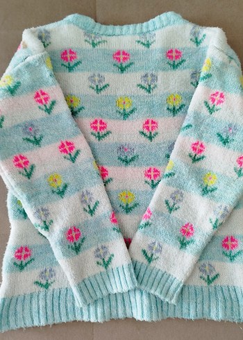 LCW Kız Çocuk Çiçek Desenli Triko Kazak - Görsel 2