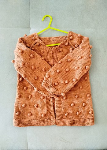 El Örgüsü Uzun kollu Kız Çocuk Triko Hırka - Görsel 3