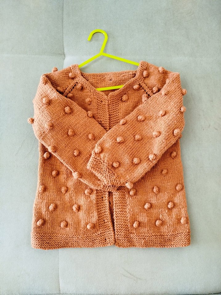 El Örgüsü Uzun kollu Kız Çocuk Triko Hırka - Görsel 3