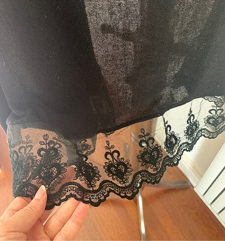 Diğer Dantelli uzun kollu siyah hırka