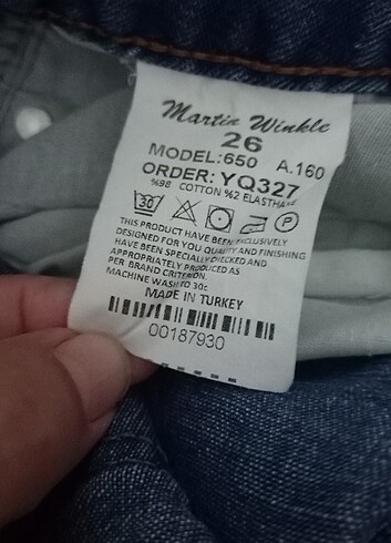 11-12 Yaş Beden mavi Renk Desenli kot pantolon