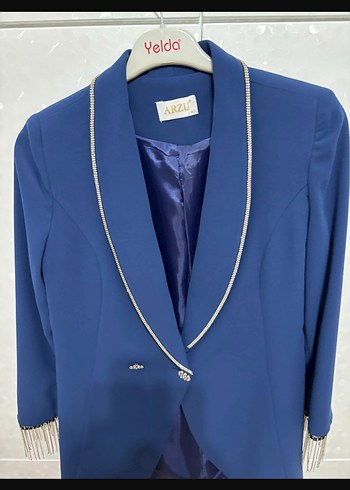 Zara Zarif Mavi Saten Blazer Ceket