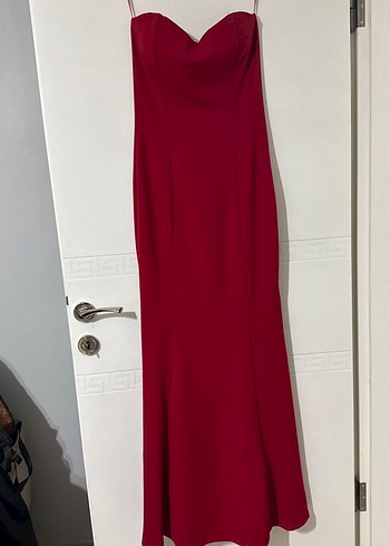 Bordo Straplez Abiye