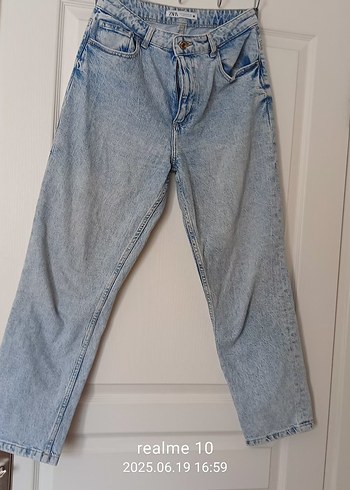 Kadın Gri Mavi Denim Midi Pantolon