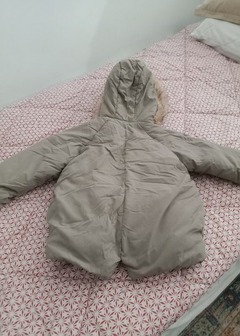 9-12 Ay Beden gri Renk Gri Kürklü Hamile Montu Midi Boy