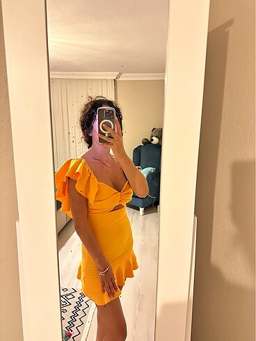 Trendyol & Milla Sarı mini gece elbisesi