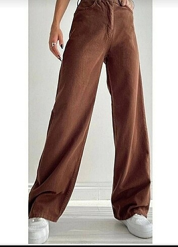 Kahverengi pantolon wide leg