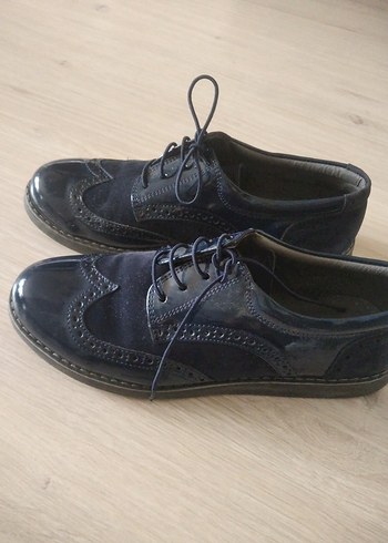Lacivert Bağcıklı Stiletto Topuklu Klasik Kadın Ayakkabısı