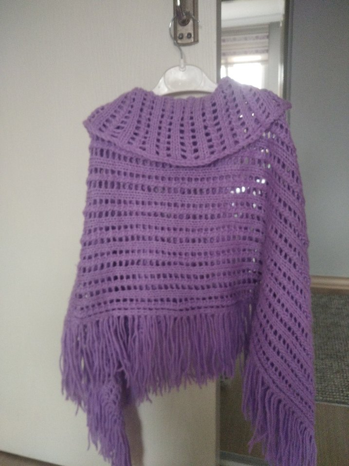 Mor Örgü Bohem Kız Çocuk Panço - Görsel 5