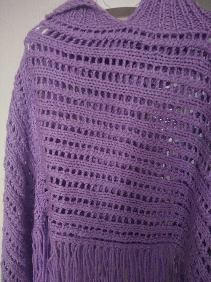 Mor Örgü Bohem Kız Çocuk Panço - Görsel 3