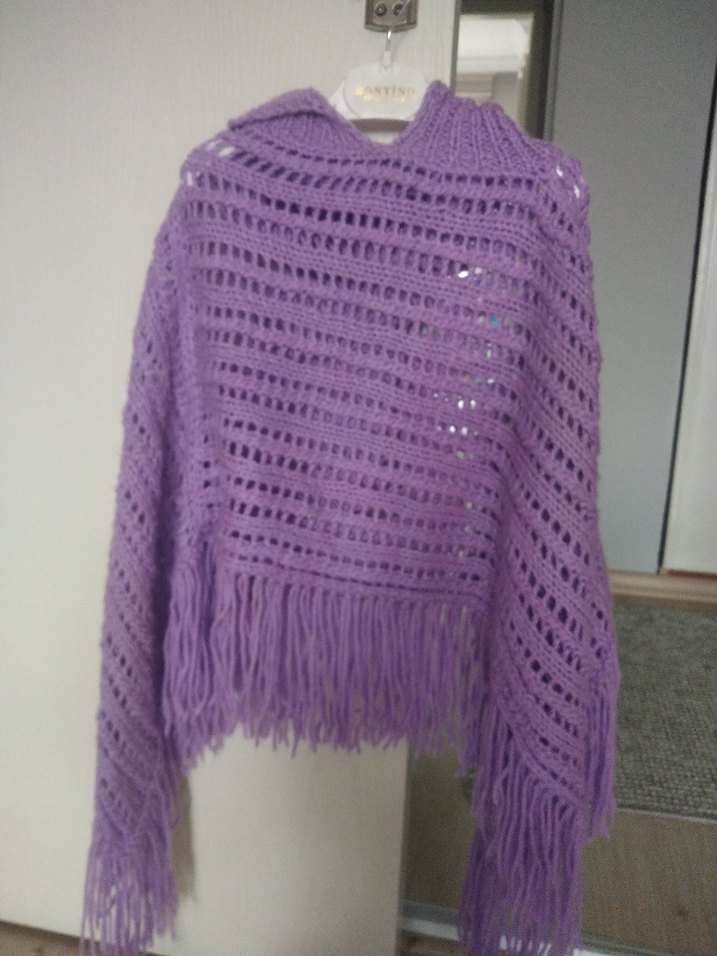 Mor Örgü Bohem Kız Çocuk Panço - Görsel 2